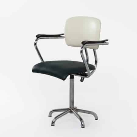 Industrial Office chair with armrests by Toon De Wit for De Wit, 1950s | Green White
