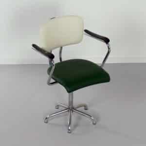 Industrial Office chair with armrests by Toon De Wit for De Wit, 1950s | Green White