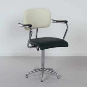 Industrial Office chair with armrests by Toon De Wit for De Wit, 1950s | Green White