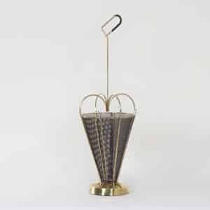 Mid-Century Umbrella Stand of Brass and Perforated Metal, 1950s