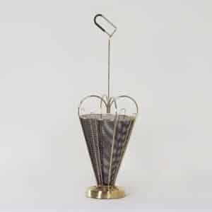 Mid-Century Umbrella Stand of Brass and Perforated Metal, 1950s