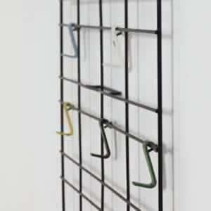 Vintage Wall Coat Rack in Black Metal with Coloured Hooks and a Hat Rack, 1950s