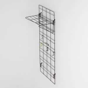 Vintage Wall Coat Rack in Black Metal with Coloured Hooks and a Hat Rack, 1950s