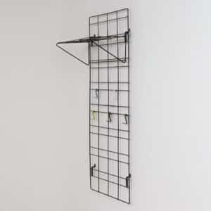 Vintage Wall Coat Rack in Black Metal with Coloured Hooks and a Hat Rack, 1950s