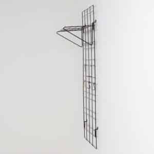 Vintage Wall Coat Rack in Black Metal with Coloured Hooks and a Hat Rack, 1950s