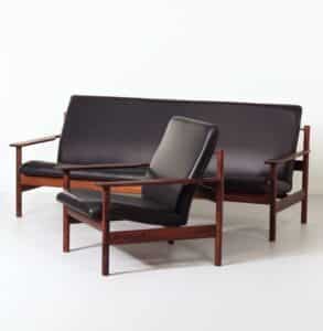 Unique Lounge Set by Sven Ivar Dysthe for Dokka Møbler, 1960s &#8211; New Black Leather