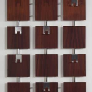 Rosewood Wall Coat Rack with 14 Hooks and a Hat Shelf, 1960s