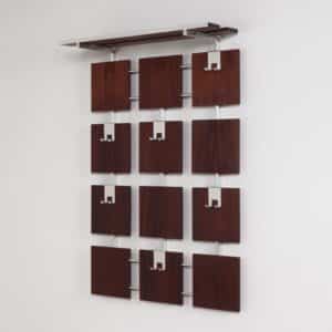 Rosewood Wall Coat Rack with 14 Hooks and a Hat Shelf, 1960s