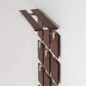 Rosewood Wall Coat Rack with 14 Hooks and a Hat Shelf, 1960s