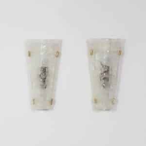 Wall lamps by Hillebrand Leuchten &#8211; Brass &#038; Relief Glass (1960s)