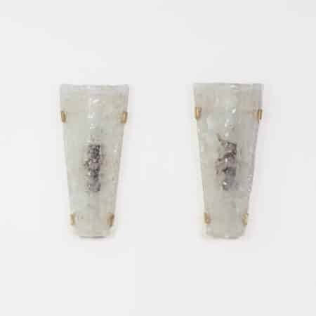 Wall lamps by Hillebrand Leuchten - Brass & Relief Glass (1960s)