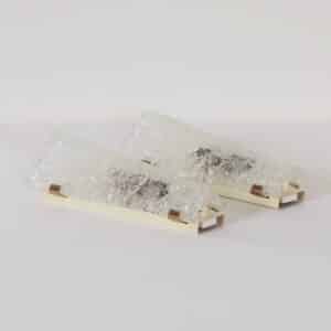 Wall lamps by Hillebrand Leuchten &#8211; Brass &#038; Relief Glass (1960s)