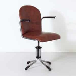 365 Office chair by W.H. Gispen for Gispen in 1930s &#8211; New Camel Coloured Skai