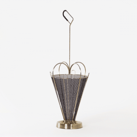 Mid-Century Umbrella Stand of Brass and Perforated Metal, 1950s