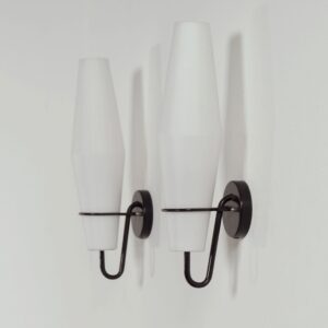 Opal glass Wall Lights C-1556 by Raak, 1950s &#8211; Set of 2