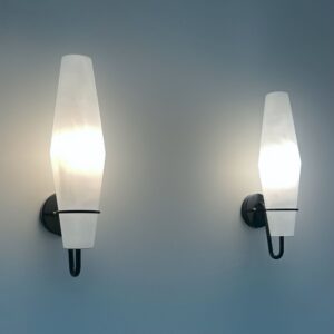Opal glass Wall Lights C-1556 by Raak, 1950s &#8211; Set of 2