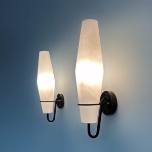 Opal glass Wall Lights C-1556 by Raak, 1950s &#8211; Set of 2
