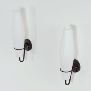 Opal glass Wall Lights C-1556 by Raak, 1950s &#8211; Set of 2