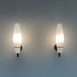 Opal glass Wall Lights C-1556 by Raak, 1950s &#8211; Set of 2