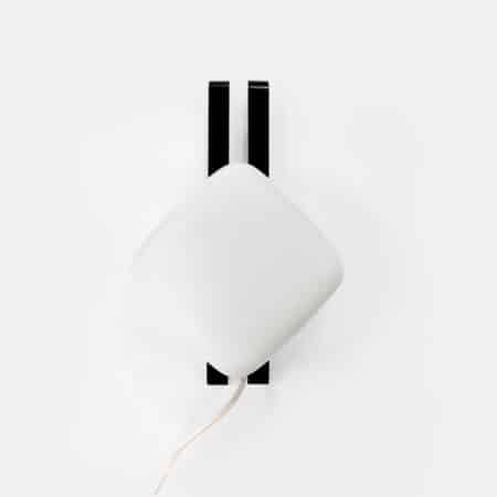 Vintage Wall Lamp , 1960s | Opaline Glass on Black Wooden Wall Arms