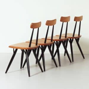 Pirkka Chairs by Ilmari Tapiovaara for Laukaan Puu, Finland, 1950s | Early Edition, Set of 4