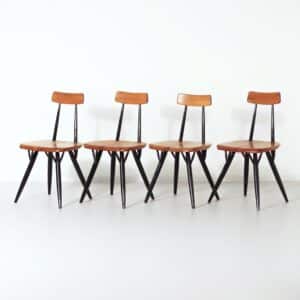 Pirkka Chairs by Ilmari Tapiovaara for Laukaan Puu, Finland, 1950s | Early Edition, Set of 4