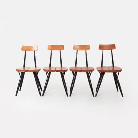 Pirkka Chairs by Ilmari Tapiovaara for Laukaan Puu, Finland, 1950s | Early Edition, Set of 4