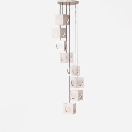 Scandinavian pendant lamp by Shogo Suzuki for Stockmann Orno, 1960s - Set of 8 minimalist cube lamps