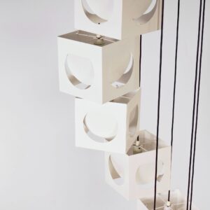 Scandinavian pendant lamp by Shogo Suzuki for Stockmann Orno, 1960s &#8211; Set of 8 minimalist cube lamps