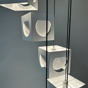 Scandinavian pendant lamp by Shogo Suzuki for Stockmann Orno, 1960s &#8211; Set of 8 minimalist cube lamps