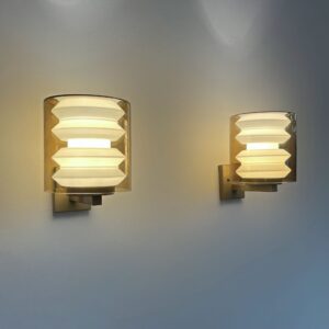 Set wall lamps C-1646 by Tapio Wirkkala for Raak, 1964 &#8211; Rare Model, Mouth-blown Amber Yellow Glass