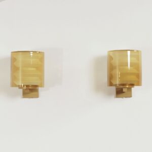 Set wall lamps C-1646 by Tapio Wirkkala for Raak, 1964 &#8211; Rare Model, Mouth-blown Amber Yellow Glass