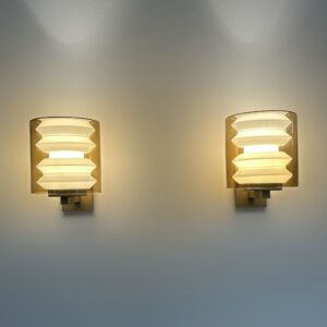 Set wall lamps C-1646 by Tapio Wirkkala for Raak, 1964 &#8211; Rare Model, Mouth-blown Amber Yellow Glass