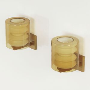 Set wall lamps C-1646 by Tapio Wirkkala for Raak, 1964 &#8211; Rare Model, Mouth-blown Amber Yellow Glass