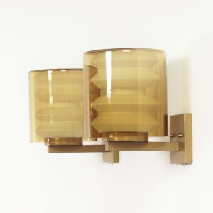 Set wall lamps C-1646 by Tapio Wirkkala for Raak, 1964 &#8211; Rare Model, Mouth-blown Amber Yellow Glass