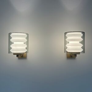 Set wall lamps C-1646 by Tapio Wirkkala for Raak, 1964 &#8211; Rare Model, Mouth-blown Smoke Grey Glass