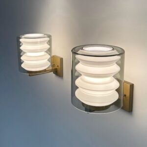 Set wall lamps C-1646 by Tapio Wirkkala for Raak, 1964 &#8211; Rare Model, Mouth-blown Smoke Grey Glass