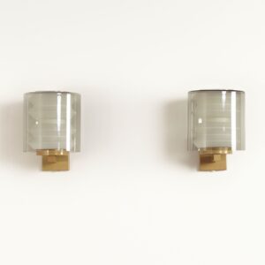 Set wall lamps C-1646 by Tapio Wirkkala for Raak, 1964 &#8211; Rare Model, Mouth-blown Smoke Grey Glass