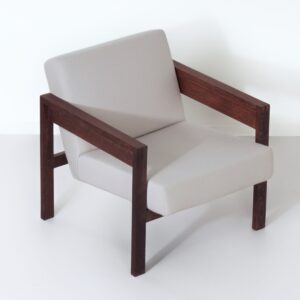 Armchair SZ25/SZ80 by Hein Stolle for ‘t Spectrum, 1959 &#8211; Wenge Wood, Grey-White Ploeg Fabric