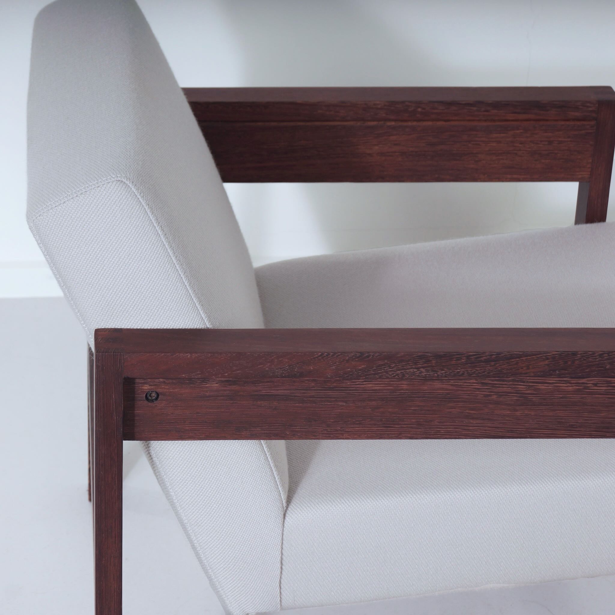 Armchair SZ25/SZ80 by Hein Stolle for ‘t Spectrum, 1959 – Wenge Wood, Grey-White Ploeg Fabric