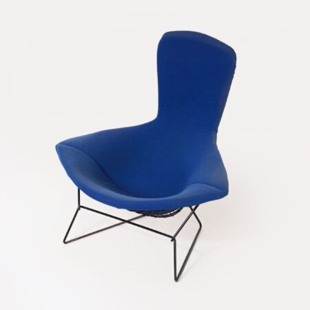 Bird Lounge Chair by Harry Bertoia for Knoll, 1960s - Black Metal Frame, Blue Kvadrat Upholstery