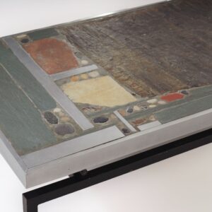 Brutalist Coffee Table by Paul Kingma, 1969 &#8211; Early Edition with Aluminum Edge, Mosaic Top