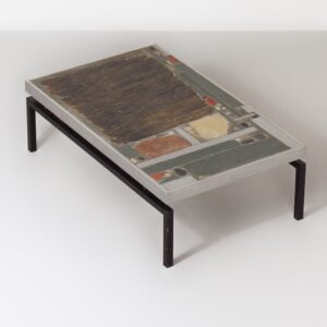 Brutalist Coffee Table by Paul Kingma, 1969 &#8211; Early Edition with Aluminum Edge, Mosaic Top