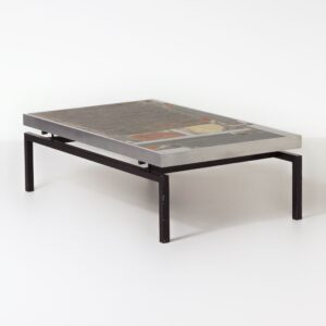 Brutalist Coffee Table by Paul Kingma, 1969 &#8211; Early Edition with Aluminum Edge, Mosaic Top