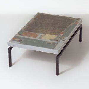 Brutalist Coffee Table by Paul Kingma, 1969 &#8211; Early Edition with Aluminum Edge, Mosaic Top