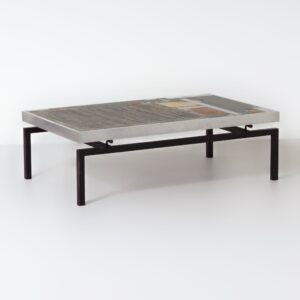 Brutalist Coffee Table by Paul Kingma, 1969 &#8211; Early Edition with Aluminum Edge, Mosaic Top