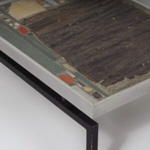 Brutalist Coffee Table by Paul Kingma, 1969 &#8211; Early Edition with Aluminum Edge, Mosaic Top