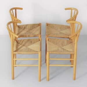 Danish Dining Chairs J-151 by Erik Ole Jørgensen for FDB Møbler, 1960s &#8211; Set of 4 in beech &#038; papercord