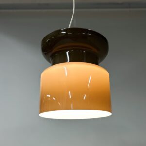 Large Pendant Lamp “Home” by Filippo Mariucci for Harvey Guzzini, 1970s &#8211; Ø33 cm, Brown-White Plexiglass