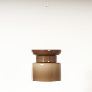 Large Pendant Lamp “Home” by Filippo Mariucci for Harvey Guzzini, 1970s &#8211; Ø33 cm, Brown-White Plexiglass